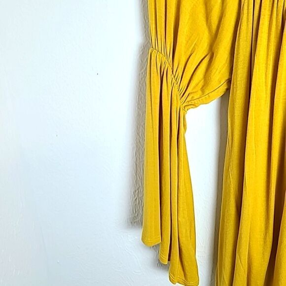 Voll by Chicos Gold Blouse with Black & White Braided Cowl Neckline, Size Small - Picture 3 of 7